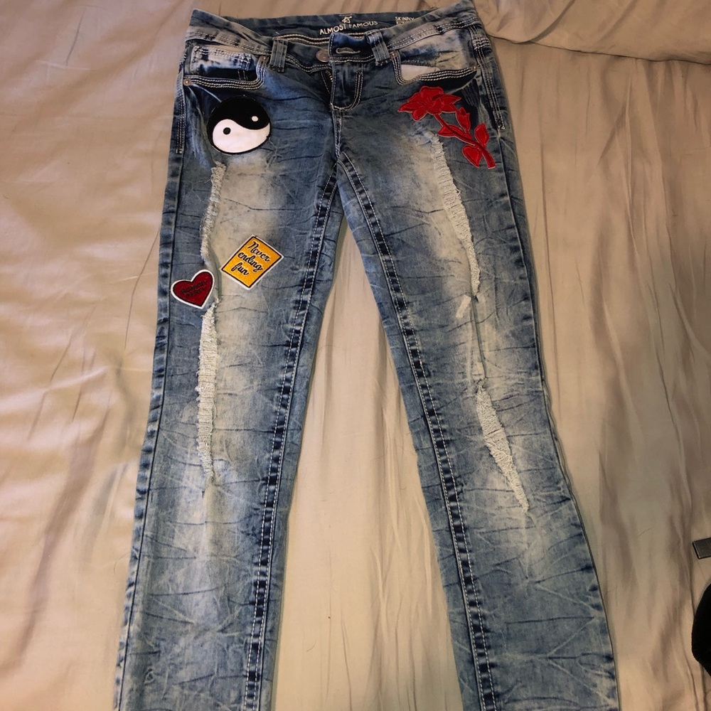 Patched skinny jeans